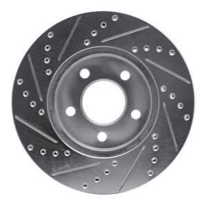 Ford Mustang Brake Rotor (1) - Front Right - R1 Concepts - Drilled & Slotted - Silver - `05-`10